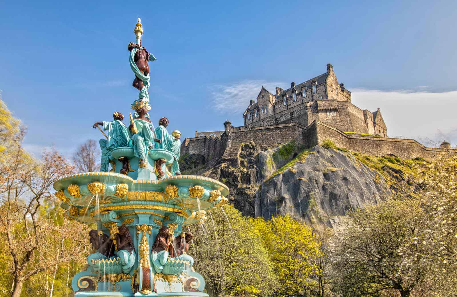 Fontaine Ross, château d'Édimbourg, Édimbourg, Écosse, Royaume-Uni